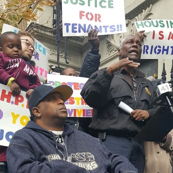 Press conference at 3147–3149 Broadway